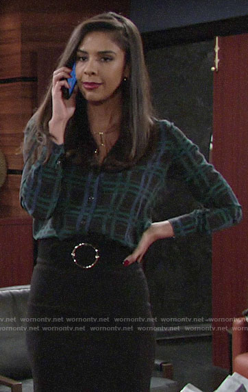Kerry's plaid silk shirt on The Young and the Restless