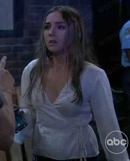 Kristina's off-white wrap top on General Hospital