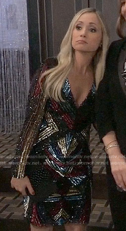 Lulu's rainbow embellished NYE dress on General Hospital
