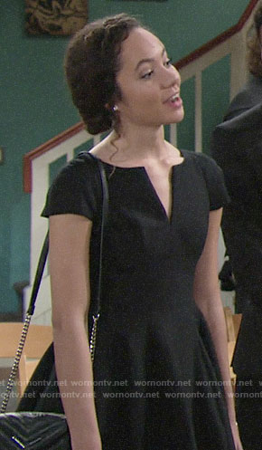 Mattie's black notched neck dress on The Young and the Restless