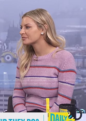 Morgan's pink striped sweater on E! News Daily Pop