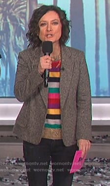 Sara's multicolored stripe sweater on The Talk