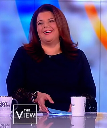 Ana's navy lace cuff top on The View