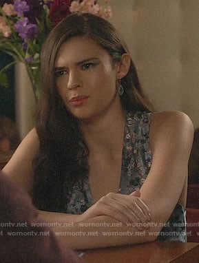 Nia's blue floral dress on Supergirl