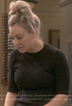 Penny's black ribbed top on The Big Bang Theory