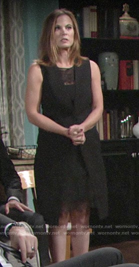 Phyllis's black lace dress with vest on The Young and the Restless