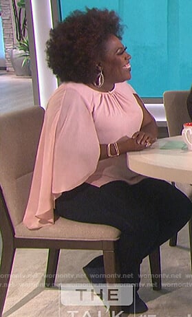 Sheryl's pink drape sleeve top on The Talk