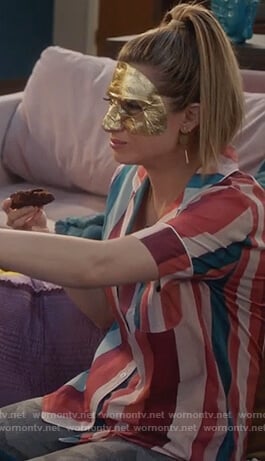 Nomi's pink striped pajama top on Grown-ish
