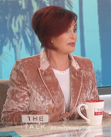 Sharon's pink velvet blazer on The Talk