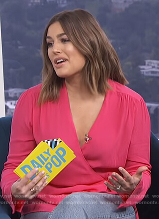 Carissa's pink wrap top on E! News Daily Pop