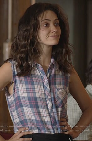 Fiona's sleeveless plaid shirt on Shameless