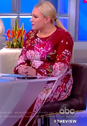 Meghan's red floral print dress on The View