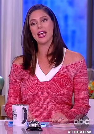 Abby's red knit cold shoulder dress on The View