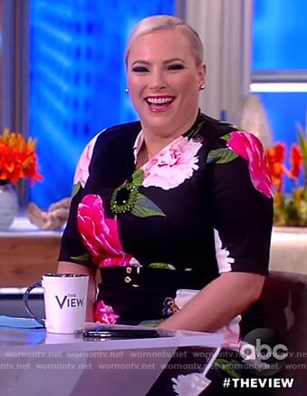 Meghan's black floral sheath dress on The View