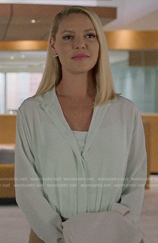Samantha's sheer green blouse on Suits