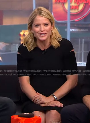 Sara's black cutout sleeve dress on GMA Strahan And Sara