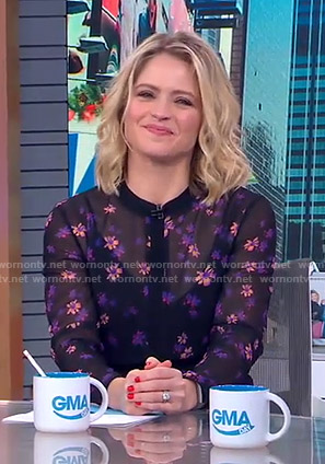 Sara's black floral dress on GMA Day