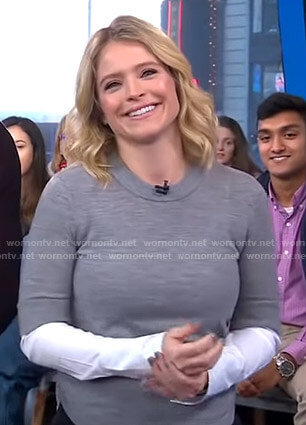 Sara's grey layered sweater on GMA Day