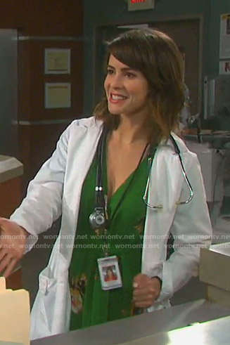 Sarah's green floral dress on Days of our Lives