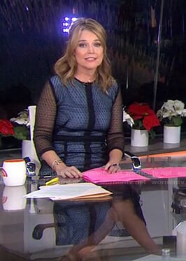 Savannah's black patterned mesh midi dress on Today