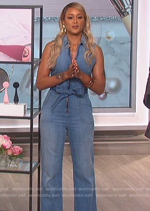 Eve's sleeveless denim jumpsuit on The Talk