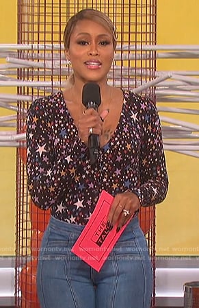 Eve's black star print bodysuit on The Talk