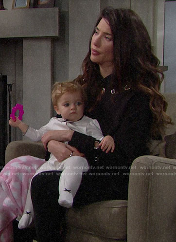 Steffy's black grommet hoodie on The Bold and the Beautiful