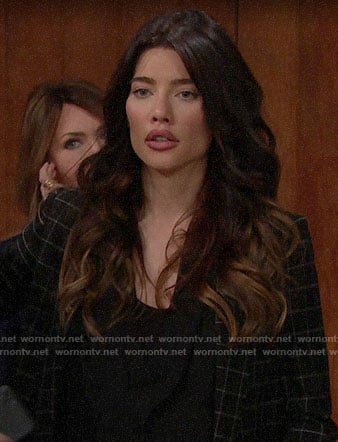 Steffy's black checked blazer on The Bold and the Beautiful