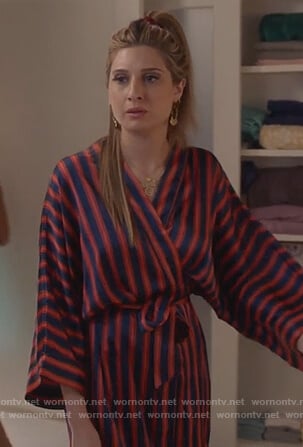 Nomi's satin striped robe on Grown-ish