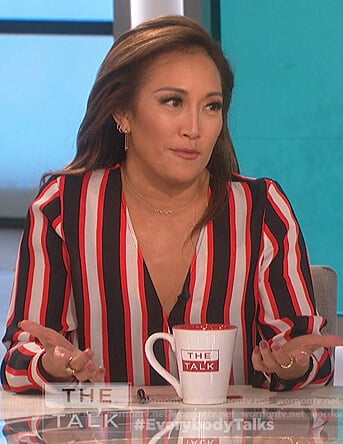 Carrie's striped wrap top on The Talk