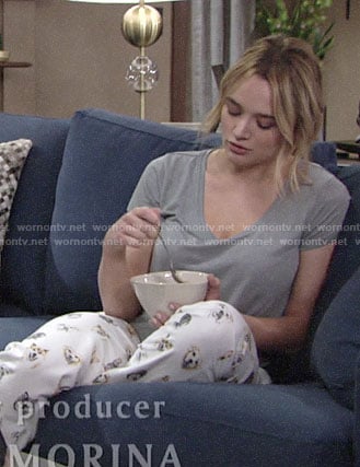 Summer's dog print pajamas on The Young and the Restless