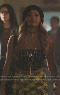 Toni's checked crop top and yellow plaid skort on Riverdale