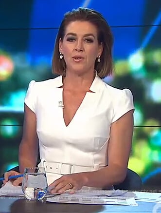 Gorgi's white belted dress on The Project