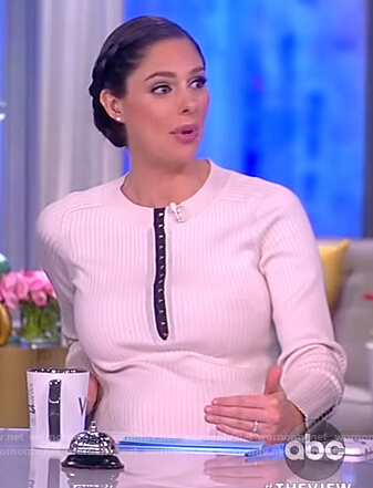 Abby's white ribbed midi dress on The View