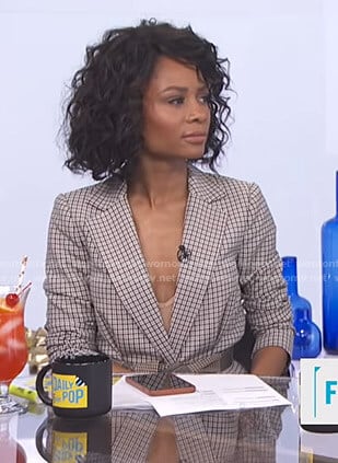 Zuri's checked blazer on E! News Daily Pop