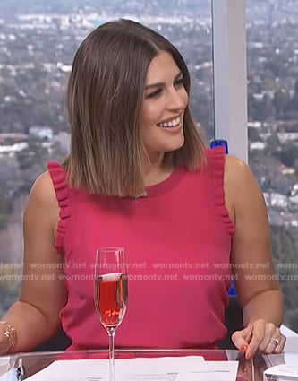 Carissa's pink ruffled crew-neck top on E! News