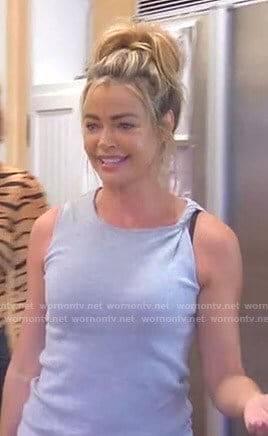 Denise's grey twisted shoulder tank top on The Real Housewives of Beverly Hills