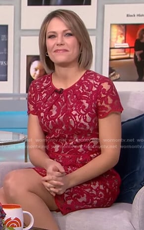 Dylan's red scalloped lace dress on Today