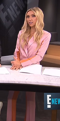 Giuliana's pink and orange colorblock suit on E! News