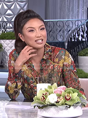 Jeannie's metallic floral blouse on The Real