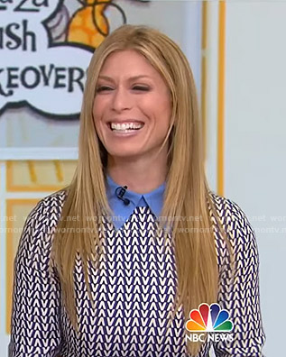 Jill's blue printed collared top and pants on Today