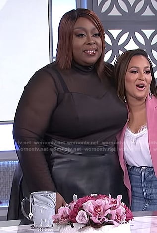 Loni's black mesh and leather dress on The Real