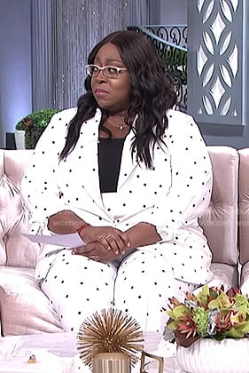 Loni's white polka dot suit on The Real