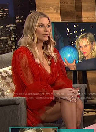 Morgan's red v-neck tulle mini dress on E! News Nightly Pop