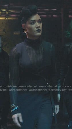 Reeva's black sheer turtleneck sweater on The Gifted