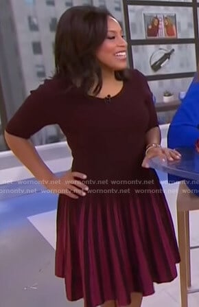 Sheinelle's burgundy pleated dress on Today