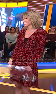 Amy's red leopard print v-neck dress on Good Morning America
