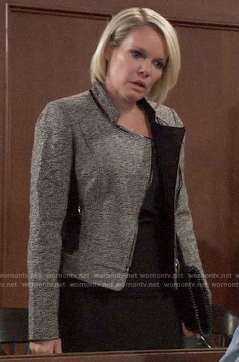 Ava's tweed leather-trim jacket on General Hospital