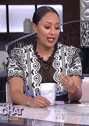 Tamera's black and white lace dress on The Real