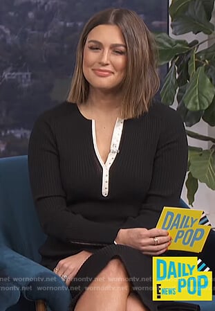 Carissa's black ribbed contrast dress on E! News Daily Pop